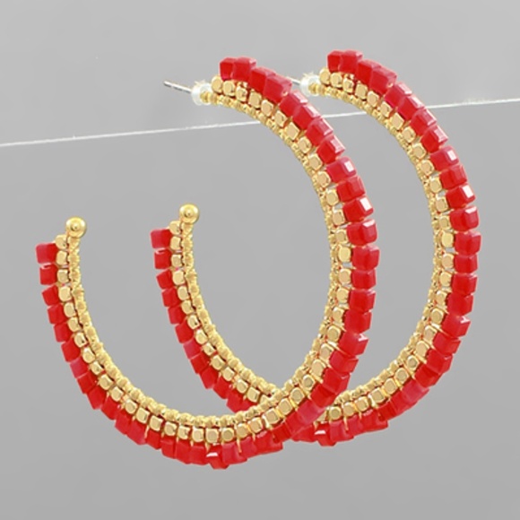 Beads Glass & Metal Hoops - Picture 2 of 2